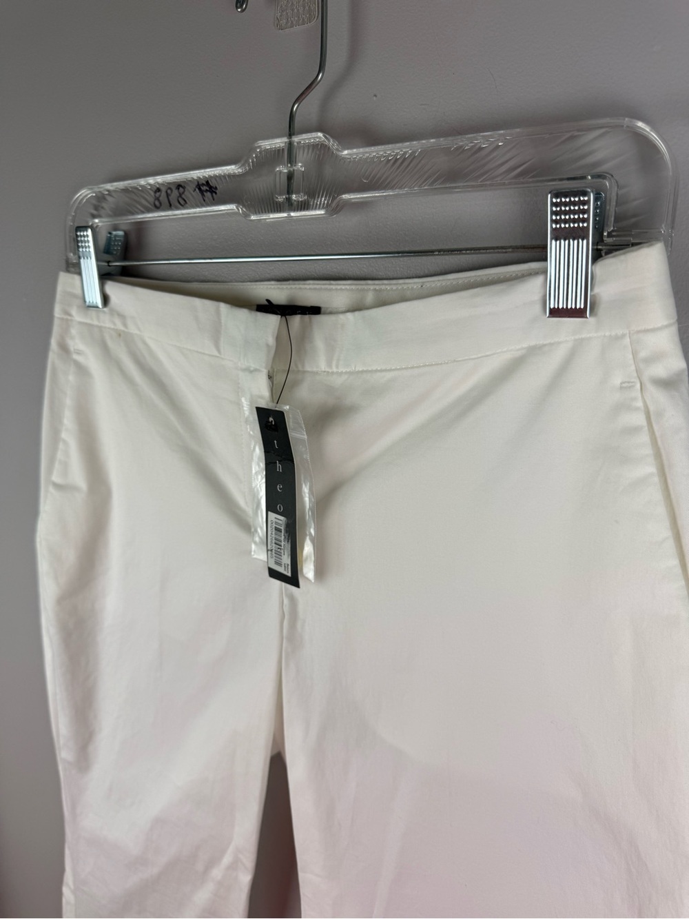 Theory Summer Twill Optic White Capri Pants Womens SZ 0 New Coastal Quiet Luxury